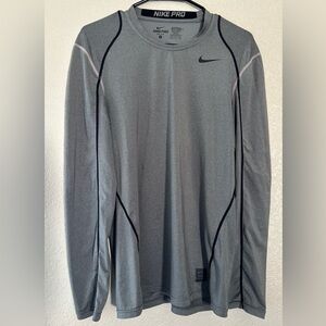 Nike Pro Cool Fitted Gray Long Sleeve Workout Top Men | S